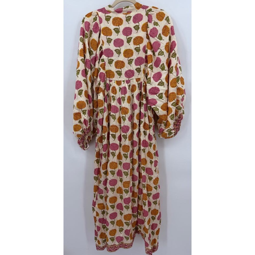 Clara The Label Pink Orange Floral Balloon Sleeve Maxi Dress XS NWT - Picture 4 of 10